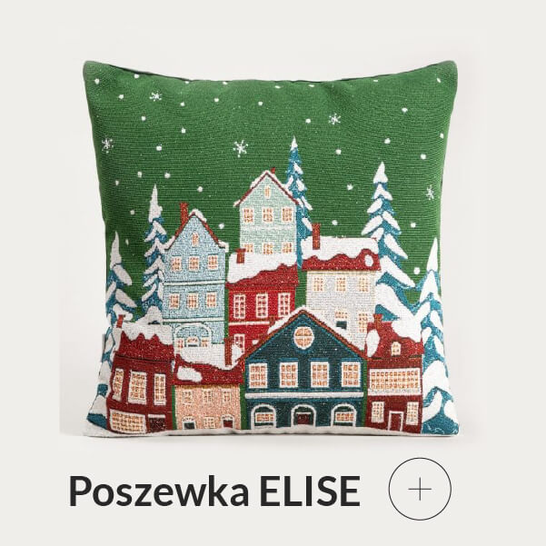 Poszewka świąteczna zielona z domkami