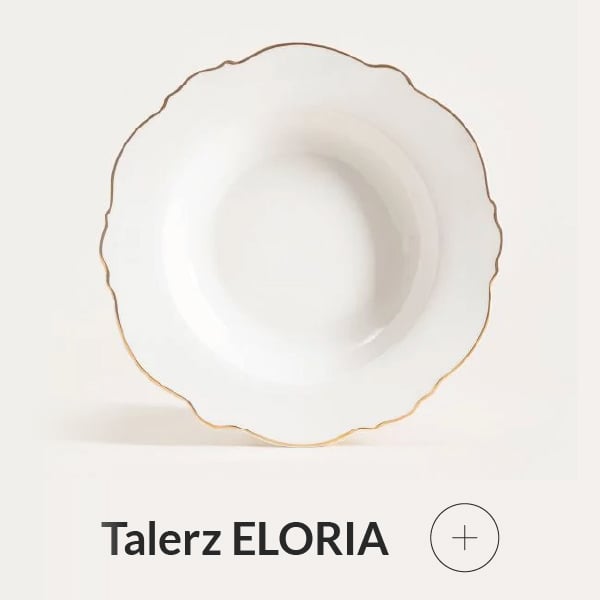 Talerz porcelanowy ze złotym rantem