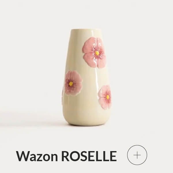 Wazon beżowy w różowe kwiaty