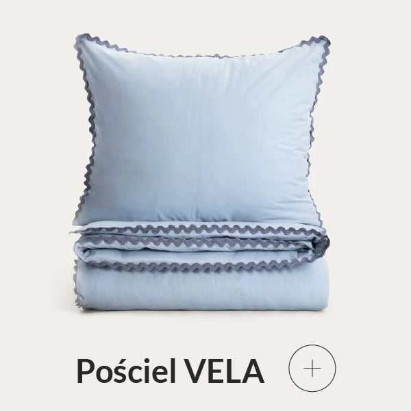 Pościel bawełniana niebieska z lamówką