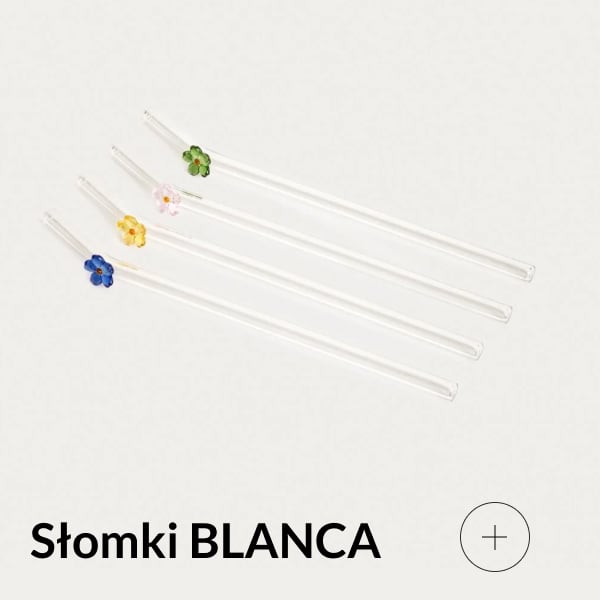 Słomki szklane z kwiatkami