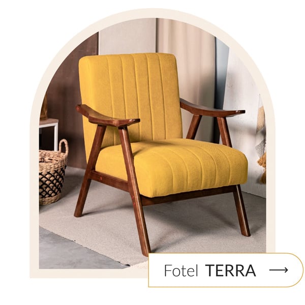 fotel musztardowy Vintage