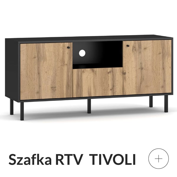 szafka RTV czarna dąb