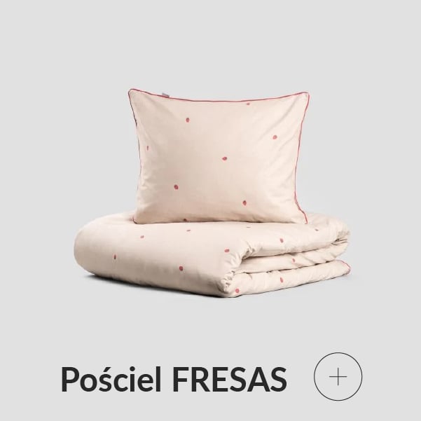 Pościel beżowa w truskawki